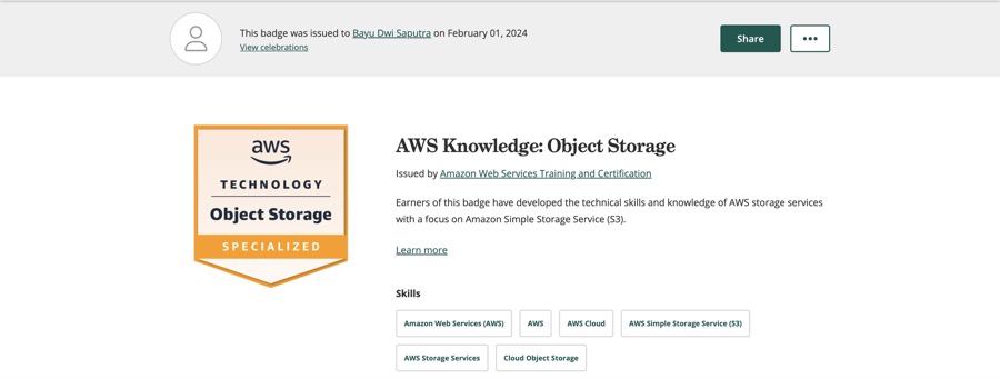 AWS Knowledge Object Storage badge